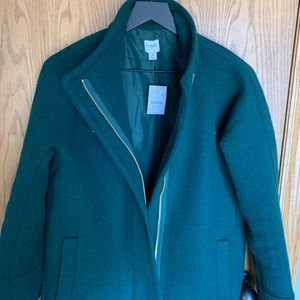 NWT J. Crew Factory City coat, size 6, Dark Forest